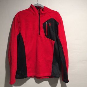 Spyder Men's 1/4 Zip Ski Sweater Red/Black Large with Zip Pocket